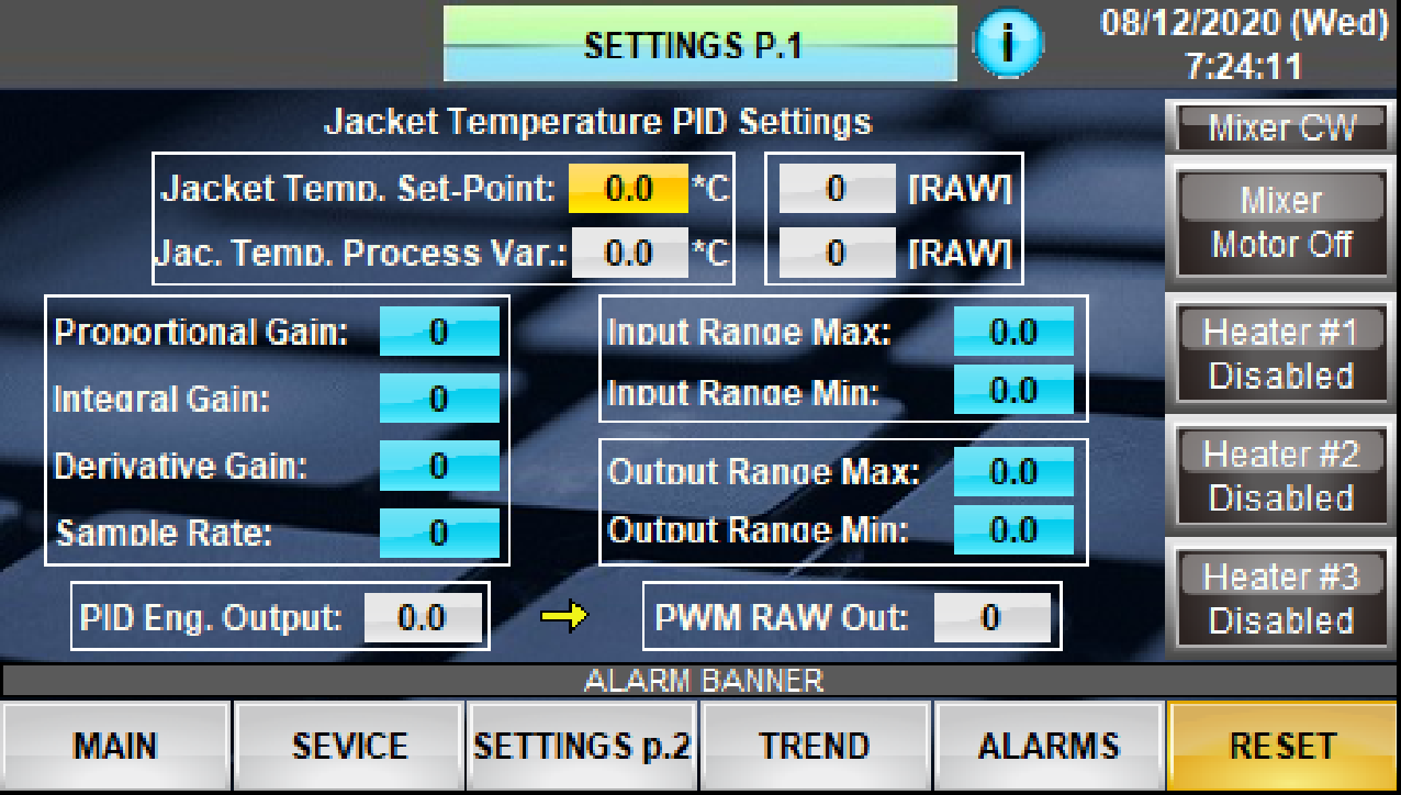 Reactor Controller Screen Descriptions